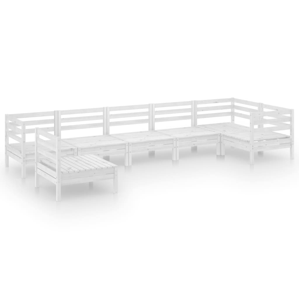 7-tlg. Garten-Lounge-Set Massivholz Kiefer Weiss